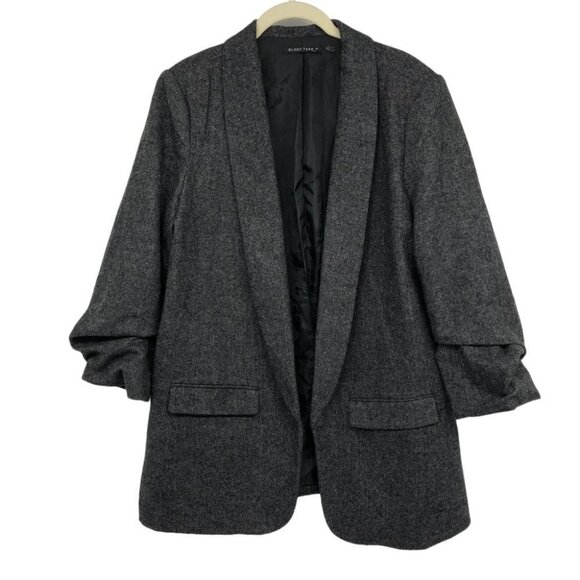 Black Tape Dark  Grey Herringbone Open Blazer size L - Picture 1 of 15